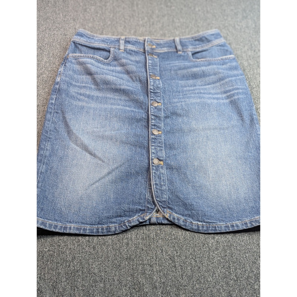 Madewell Denim Button Front Mini Skirt Medium Wash Blue Size 32 NT750